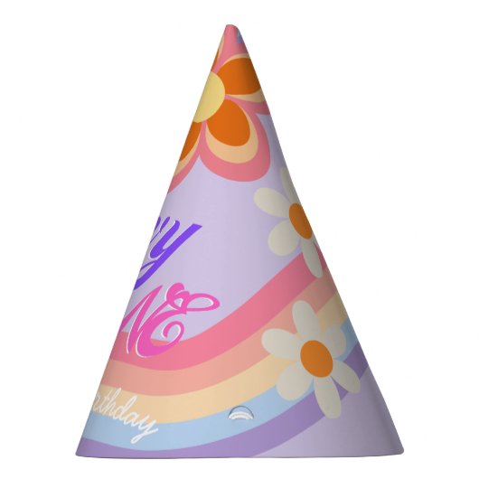 Groovy One Retro Regenboog 1e Verjaardagsfeestje P Feesthoedjes (Rechts)