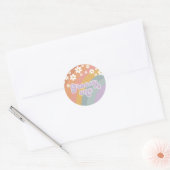 Groovy One Retro Regenboog Ronde Sticker (Envelop)