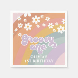 Groovy One Retro Regenboog Servet