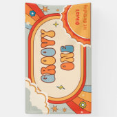 Groovy One Retro Regenboog Verjaardagsfeestbanner Spandoek (Verticaal)