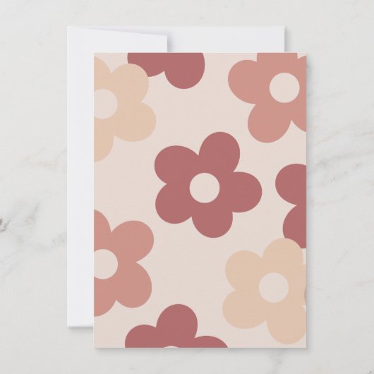 Groovy One Retro Roze Bloemen Foto 1e Verjaardag Kaart (Achterkant)