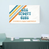 Groovy One Retro Strepen Jongens verjaardag Banner (Beurs)