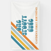 Groovy One Retro Stripes Boy verjaardagstanner Spandoek (Verticaal)