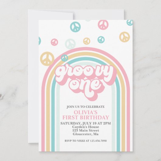 Groovy One Retro Summer Rainbow Kaart (Voorkant)