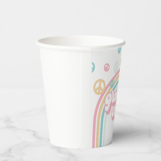Groovy One Retro Summer Rainbow Papieren Bekers (Rechts)
