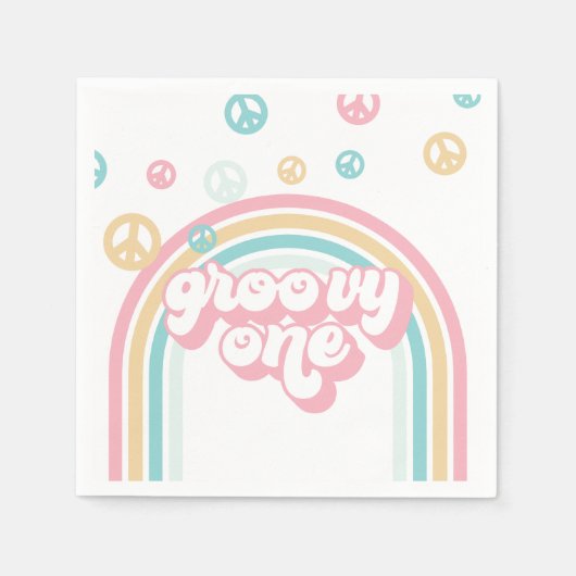 Groovy One Retro Summer Rainbow Servet (Voorkant)