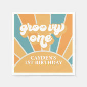 Groovy One Retro Sunshine Boy First Birthday Paper Servet (Voorkant)