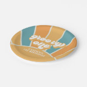 Groovy One Retro Sunshine Boy First Birthday Papieren Bordje (Gekanteld)