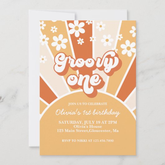 Groovy One Retro Sunshine daisy boho bloem Kaart (Voorkant)