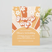 Groovy One Retro Sunshine daisy boho bloem Kaart (Staand voorkant)