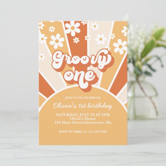 Groovy One Retro Sunshine daisy boho bloem Kaart (Staand voorkant)