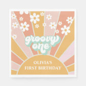 Groovy One Retro Sunshine daisy boho Paper Bord Servet (Voorkant)