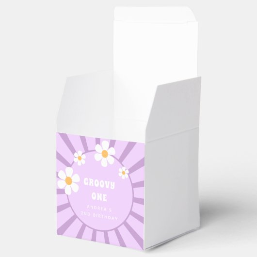 Groovy One Retro Sunshine Girl Tweede verjaardag Bedankdoosjes (Geopend)