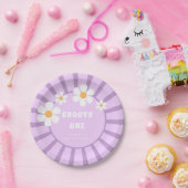 Groovy One Retro Sunshine Girl Tweede verjaardag Papieren Bordje (Feest)