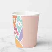 Groovy One Retro Sunshine Rainbow Daisy Papieren Bekers (Links)