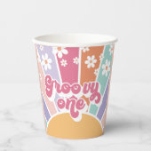 Groovy One Retro Sunshine Rainbow Daisy Papieren Bekers (Voorkant)