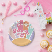 Groovy One Retro Sunshine Rainbow Daisy Papieren Bordje (Feest)
