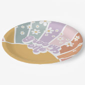 Groovy One Retro Sunshine Rainbow Daisy Papieren Bordje (Gekanteld)