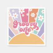Groovy One Retro Sunshine Rainbow Daisy Servet (Voorkant)