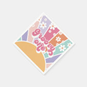 Groovy One Retro Sunshine Regenboog Madeliefje Servet (Hoek)