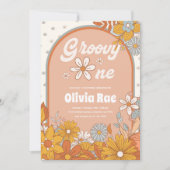 Groovy One Retro Theme 1e verjaardag Kaart (Voorkant)