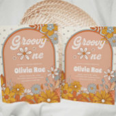 Groovy One Retro Theme 1e verjaardag Kaart