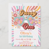 Groovy One Retro Zomer 1e Verjaardag Uitnodiging (Voorkant)