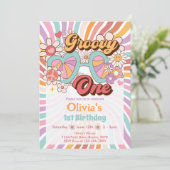 Groovy One Retro Zomer 1e Verjaardag Uitnodiging (Staand voorkant)