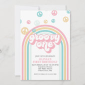 Groovy One Retro Zomer Regenboog Kaart (Voorkant)