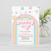 Groovy One Retro Zomer Regenboog Kaart (Staand voorkant)