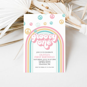 Groovy One Retro Zomer Regenboog Kaart