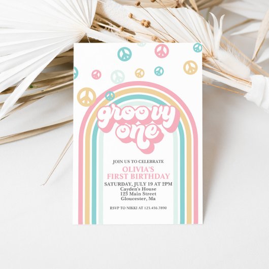 Groovy One Retro Zomer Regenboog Kaart
