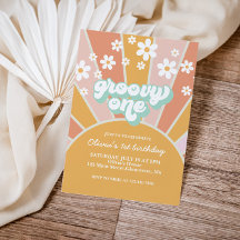 Groovy One Retro Zonneschijn madeliefje boho bloem