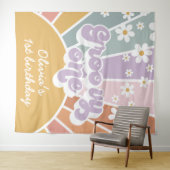 Groovy One Retro Zonneschijn Regenboog Madeliefje Wandkleed (In Situ (horizontaal))