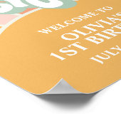 Groovy One Sunshine Eerste Verjaardag Welkomstbord Poster (Hoek)