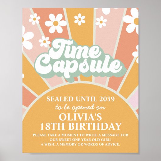 Groovy One Sunshine First Birthday Time Capsule Poster (Voorkant)