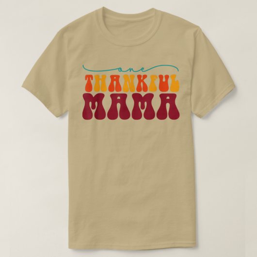 Groovy One Thankful Mama Hallo Herfst Vibes Thanks T-shirt (Design voorkant)