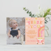 Groovy One Two Retro Birthday Dank u kaarten (Staand voorkant)