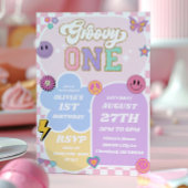 Groovy One Varsity Patch Letter 1e verjaardagsfees Kaart