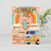 Groovy ONE verjaardagsuitnodiging Kaart (Staand voorkant)