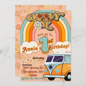 Groovy ONE verjaardagsuitnodiging Kaart (Voorkant / Achterkant)