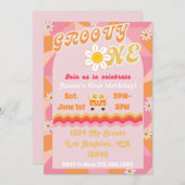 Groovy ONE verjaardagsuitnodiging Kaart (Voorkant / Achterkant)