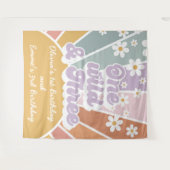 Groovy One Wild Three Retro Sunshine Regenboog Mad Wandkleed (Voorkant (horizontaal))