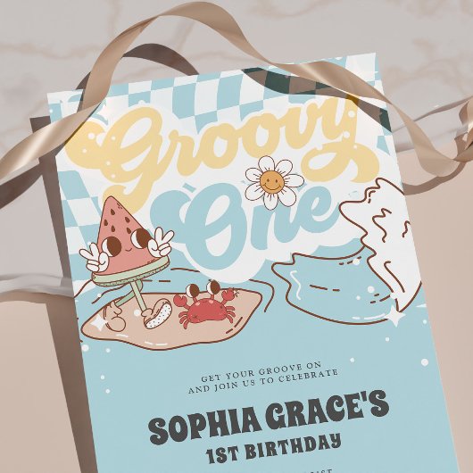 Groovy One Zomer Groovy 1e Verjaardag Kaart