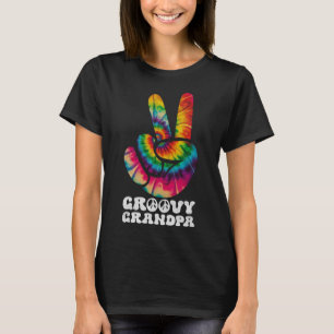 Groovy Opa Hand Vredesteken Hippie Tie Dye T-shirt