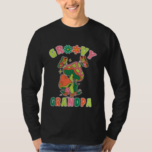 Groovy opa kleurrijke retro paddenstoelen t-shirt