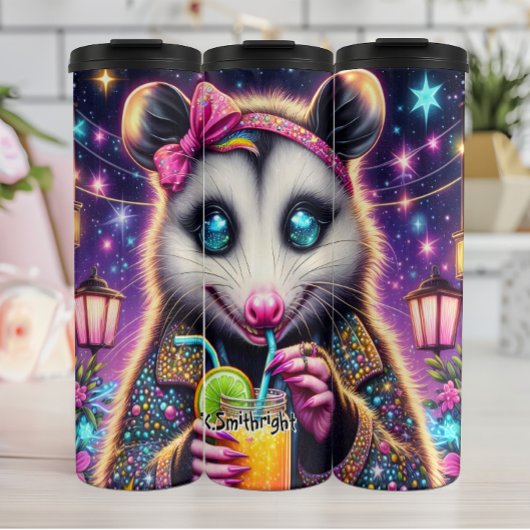 Groovy Opossum Genieten van een kosmische Drink Thermosbeker