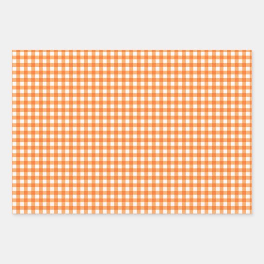 Groovy Orange Gingham Check Pattern Inpakpapier Vel (Voorkant 2)