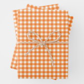Groovy Orange Gingham Check Pattern Inpakpapier Vel (In situ)