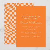 Groovy Oranje Abstract checkboard Baby shower Kaart (Voorkant / Achterkant)
